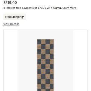 Ruggable Runner 2.5x10 Checkerboard Soft Navy Re-Jute Rug, EUC - without pad!